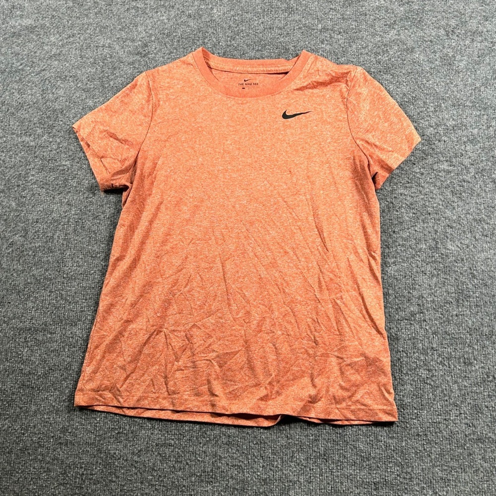 Nike Shirt Womens Size L Orange Heather Dri-Fit Short Sleeve Athletic Tee
